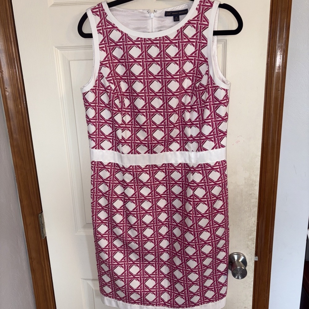 Brooks Brothers Pink & White Cotton Sleeveless Dress  Size 10 Geometric